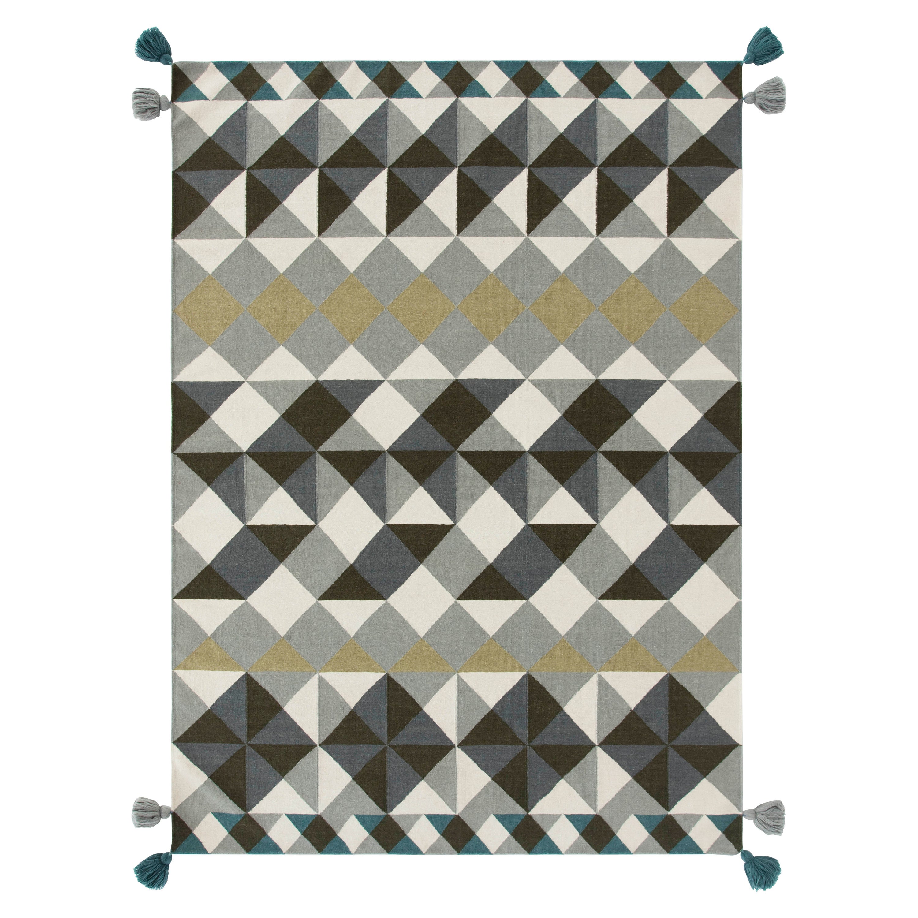 Kilim Technique Mosaïek Small Rug in Grey Color by Javier Tortosa