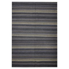 Alfombra de rayas azules Alfombra Kilim Tejida a mano Alfombra moderna de lana 122x183cm