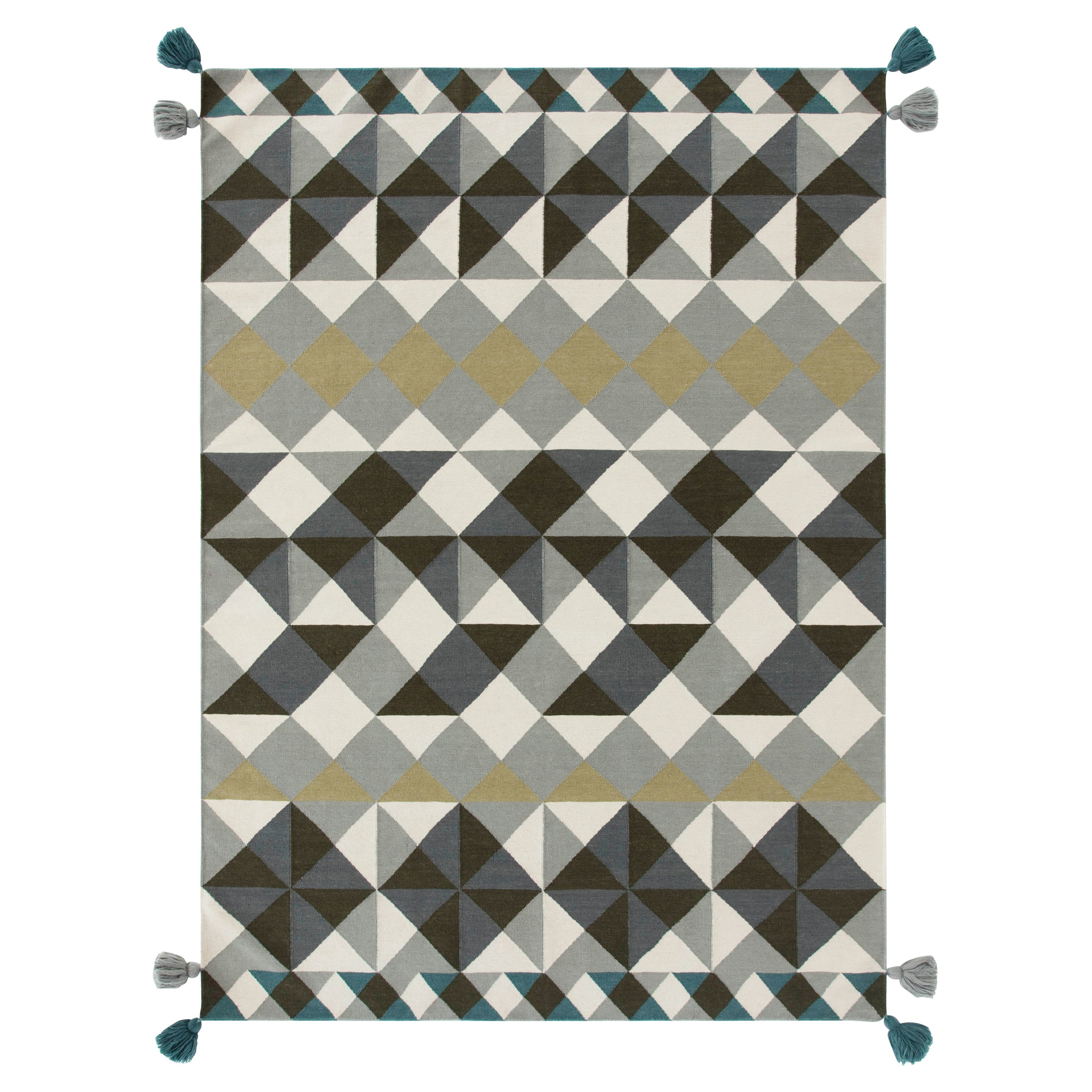 Kilim-Technik Mosaek Medium Teppich in grauer Farbe von Javier Tortosa im Angebot