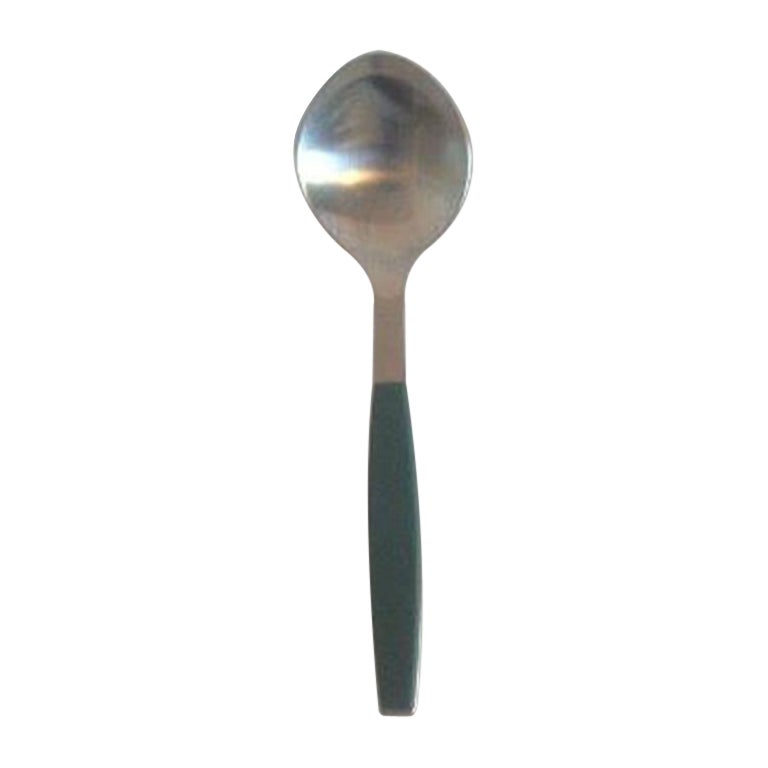 Georg Jensen Stainless Green Strata Soup Spoon For Sale