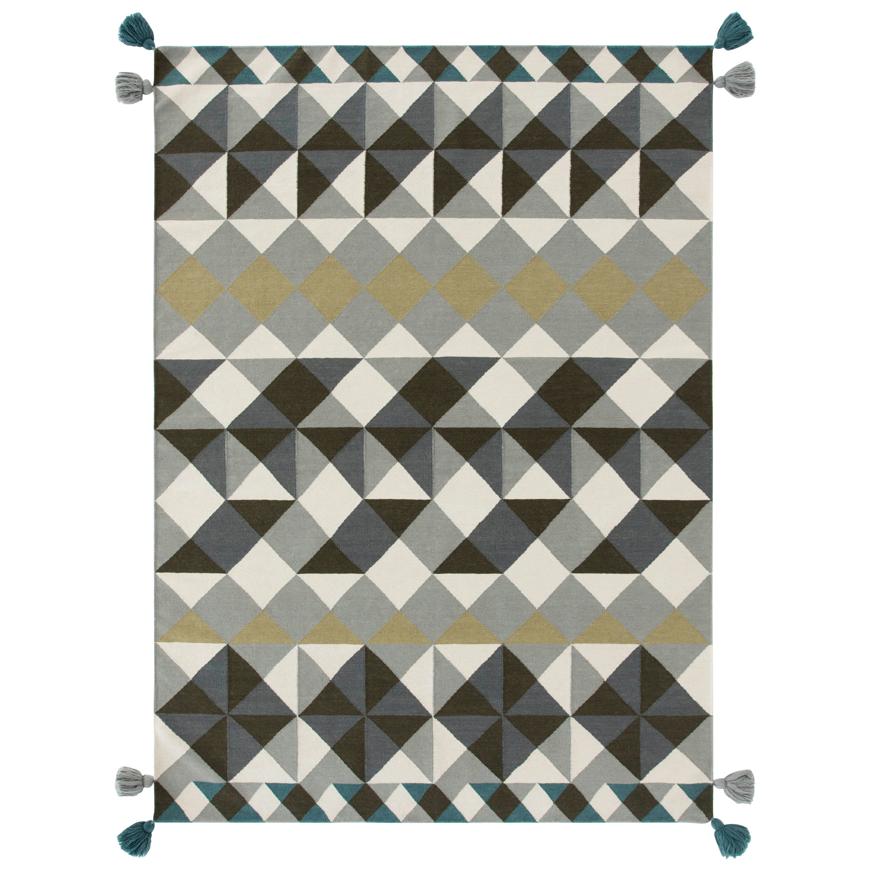 Kilim Technique Mosaïek Large Rug in Grey Color by Javier Tortosa For Sale