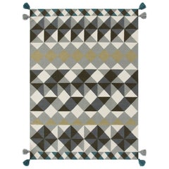 Kilim Technique Mosaïek Large Rug in Grey Color by Javier Tortosa