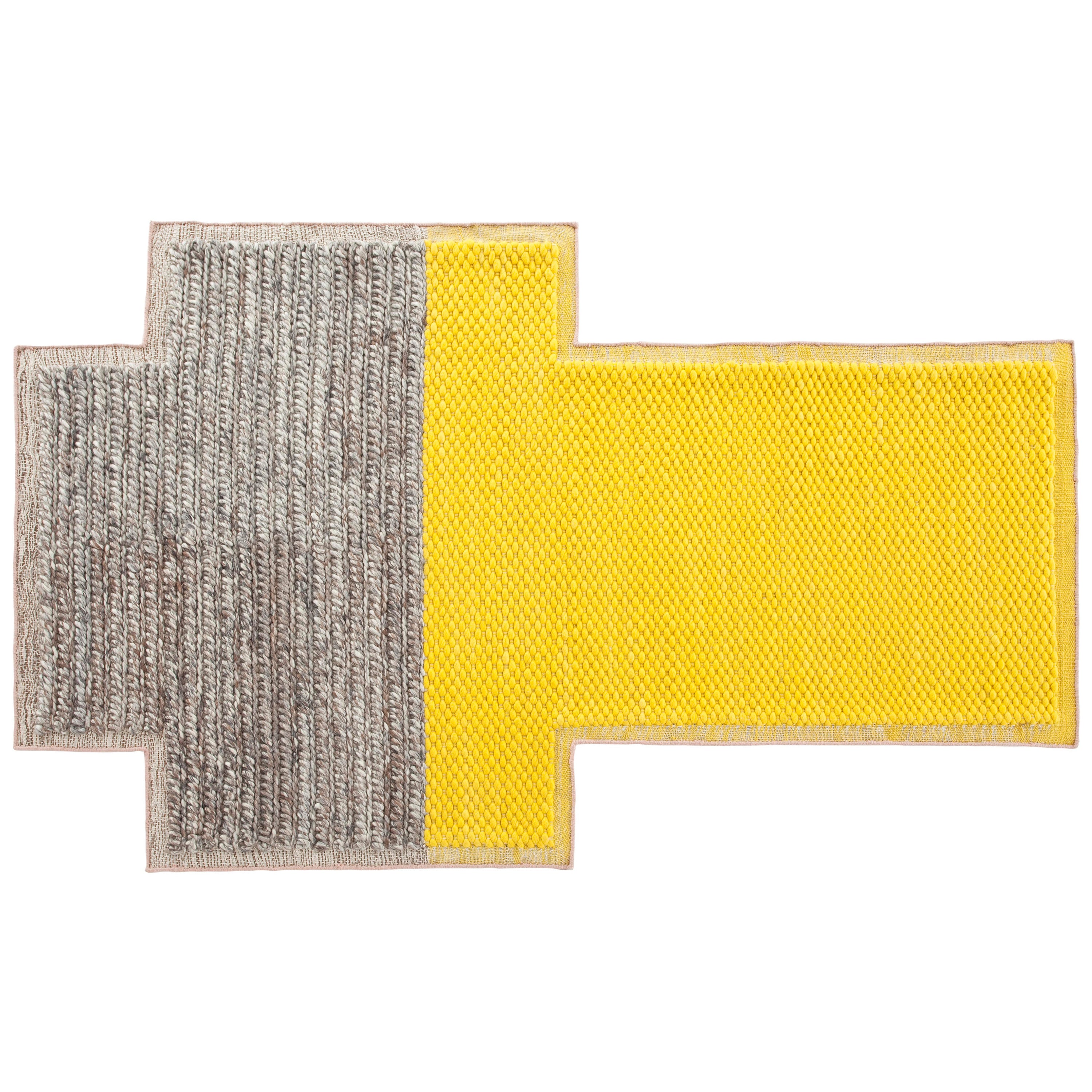 GAN Mangas Space Large Rectangular Rug Plait in Yellow by Patricia Urquiola