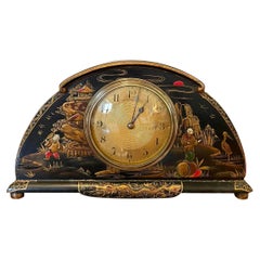 Antique Art Deco Lacquered Chinoiserie Desk Clock
