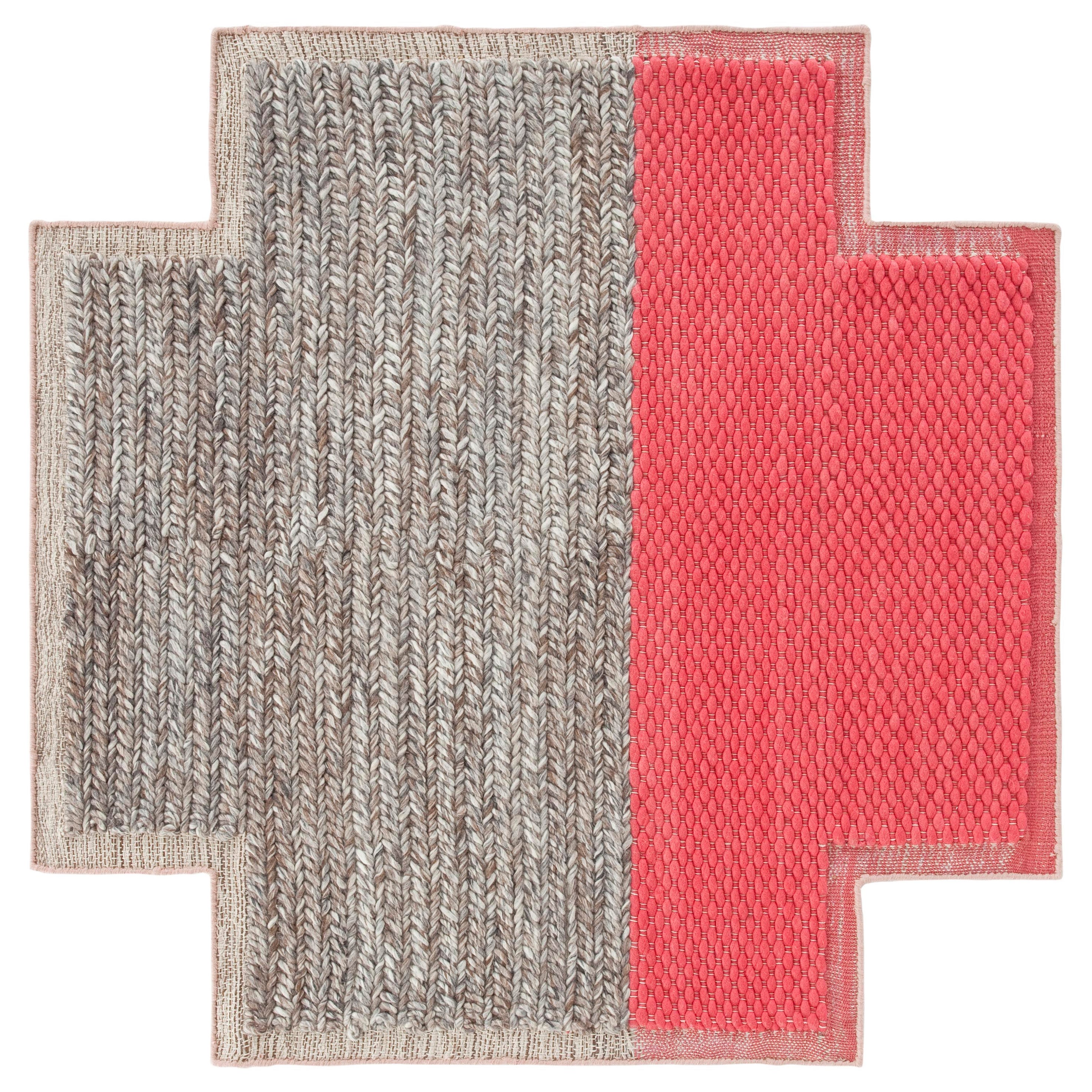 GAN Mangas Space Small Square Rug Plait in Coral by Patricia Urquiola