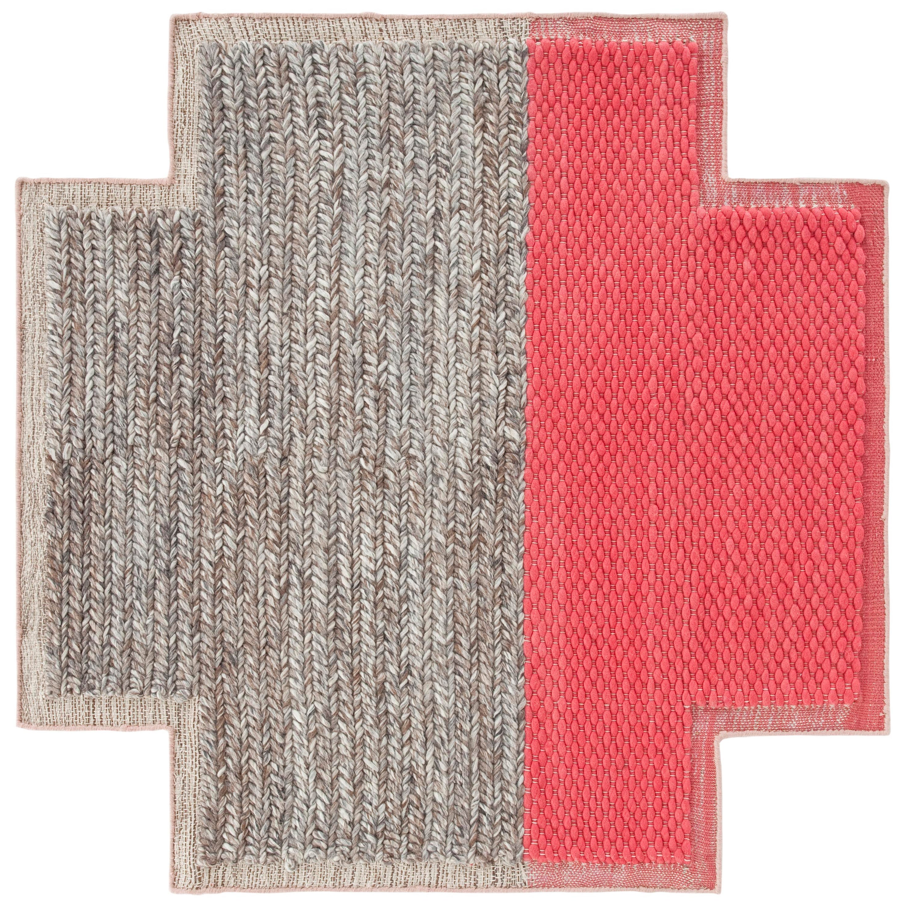 GAN Mangas Space Large Square Rug Plait in Coral by Patricia Urquiola For Sale