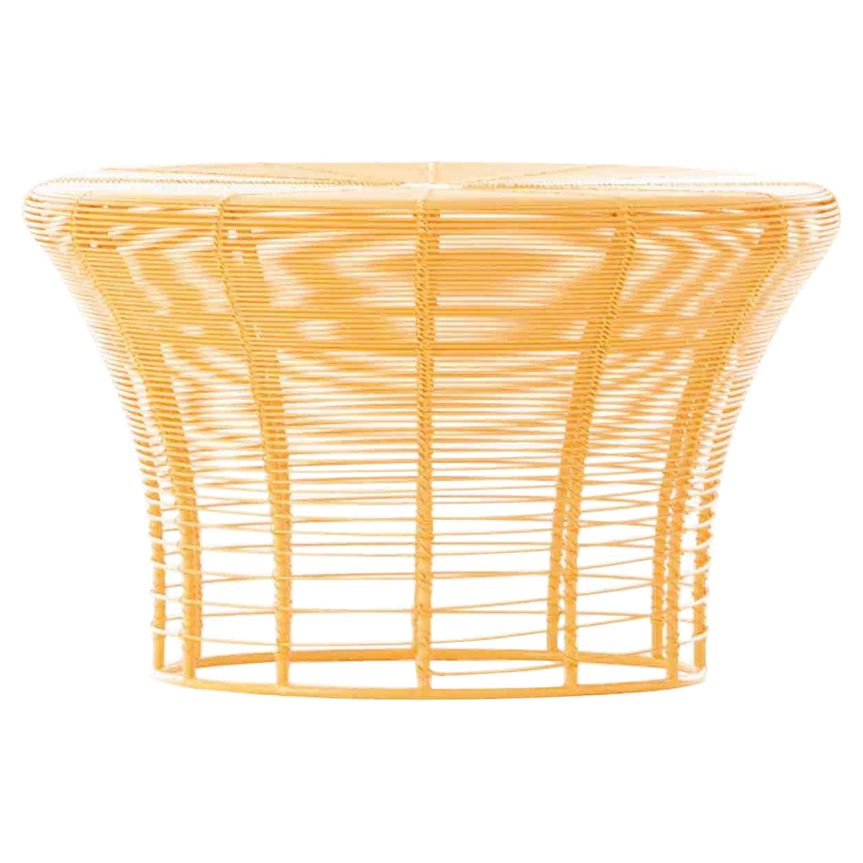 GAN Rugs Aram Low Stool with Stainless Steel Wire in Mustard by Nendo