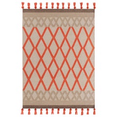 Kleiner Sioux-Teppich in Korallenfarbe mit Kelim-Technik von Odosdesign