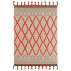 Kilim Technique Sioux Small Rug in Coral Color by Odosdesign