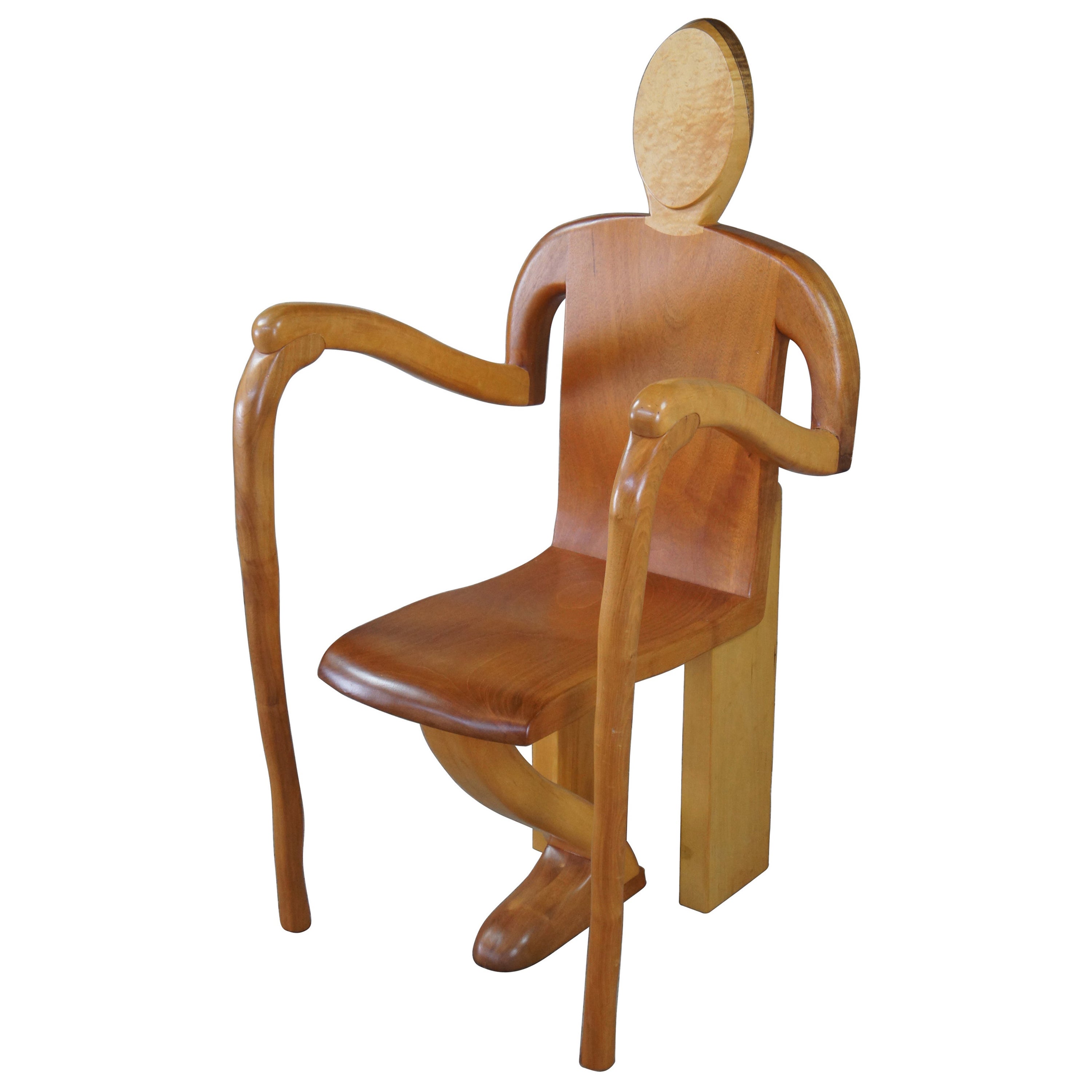 Vintage 1982 Alan Siegel Sculptural Modern Maple Accent Arm Chair Figural