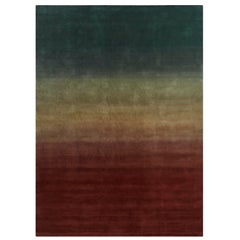 Hand Knotted Degradé Small Wool Rug in Petrol-Wine by Patricia Urquiola