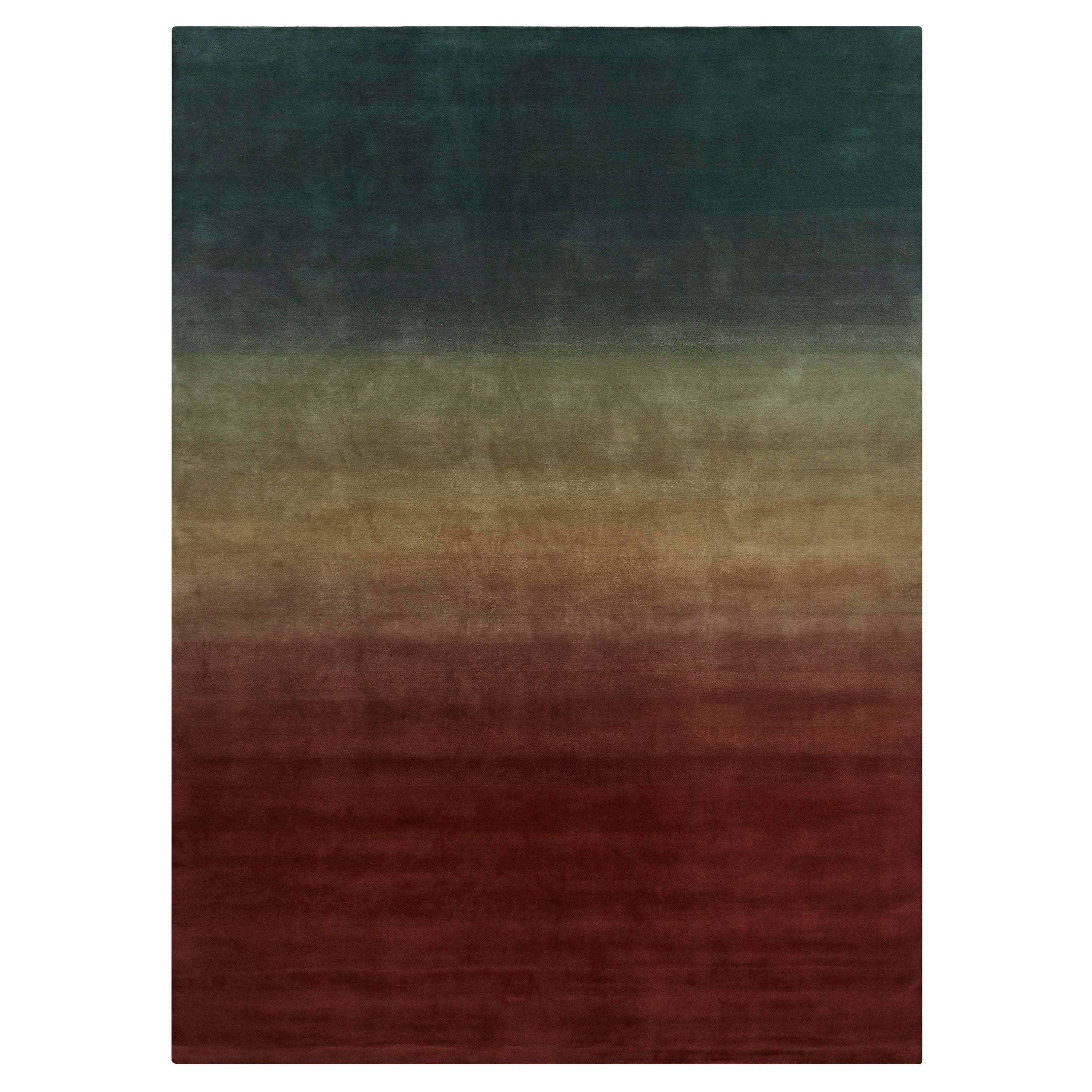 Hand Knotted Degradé Medium Wool Rug in Petrol-Wine by Patricia Urquiola For Sale
