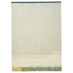 Grand tapis en veau à couture arrière Technique de tissage à la main en couleur verte de Raw-Edges