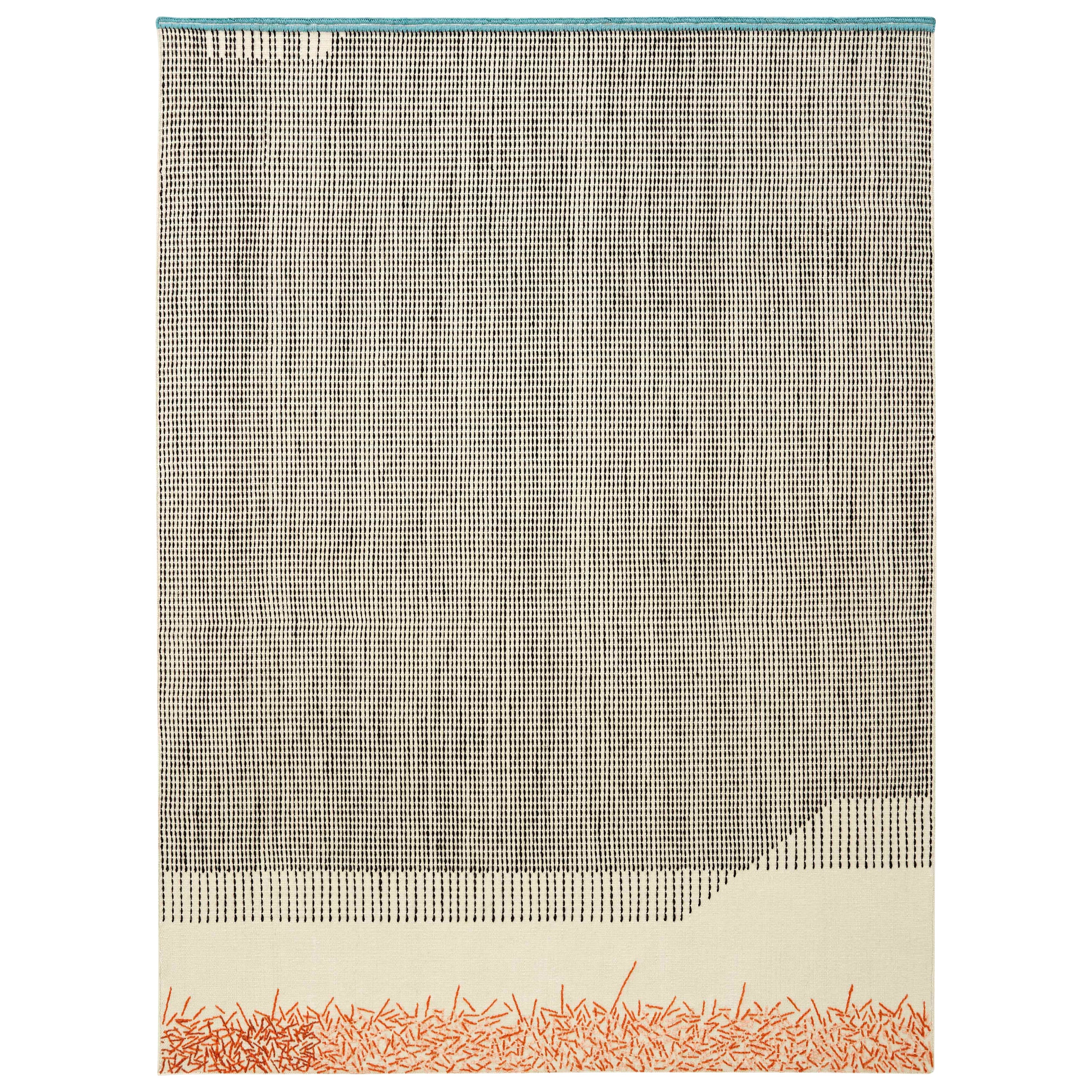 Hand Loom Technique Backstitch Calm Small Rug in Brick Color by Raw-Edges For Sale