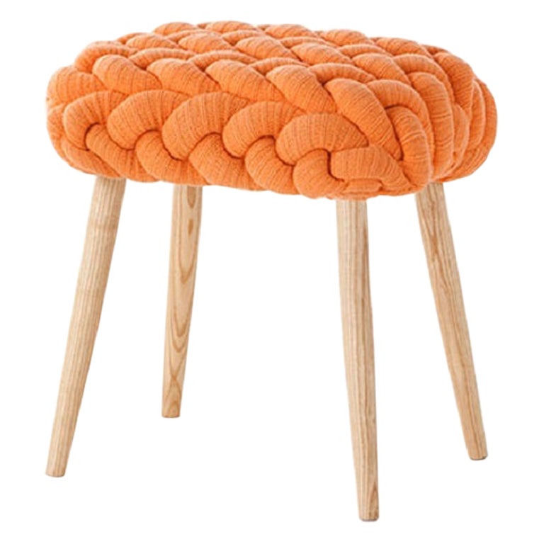 Gan Rugs Knitted Stool in Orange by Claire-Anne O’brien For Sale