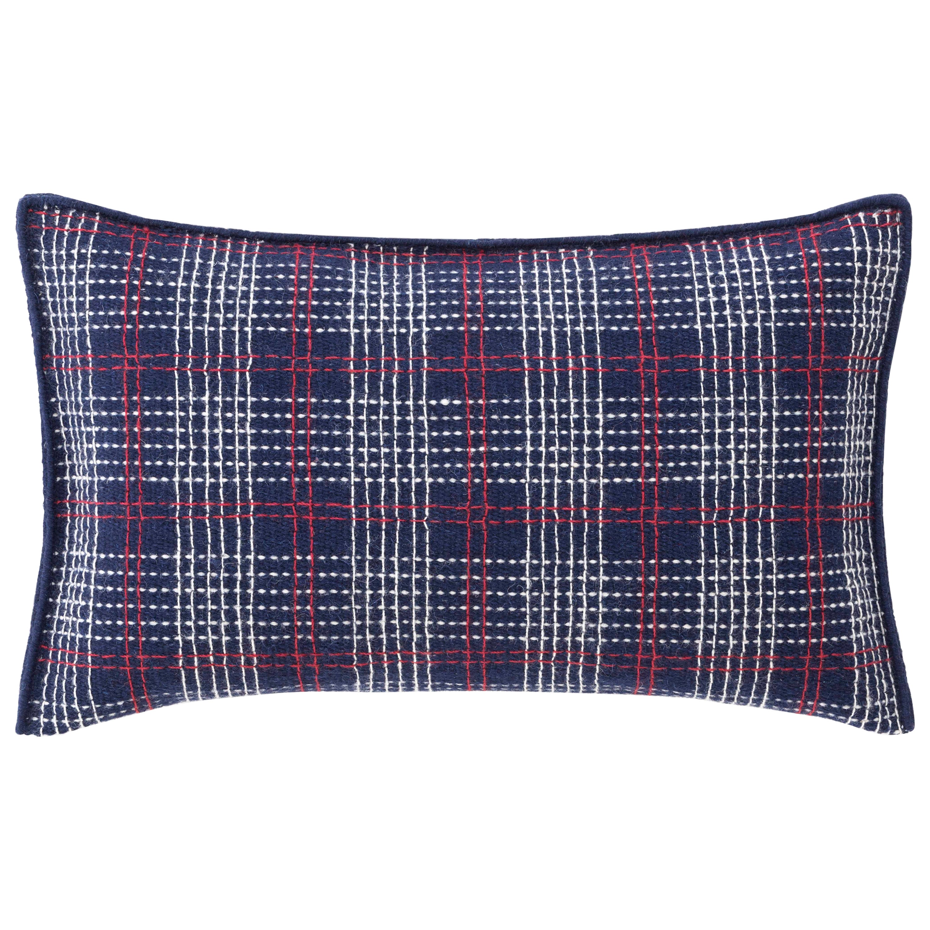 GAN Spaces Lan Small Cushion with Wool in Indigo by Neri&Hu For Sale