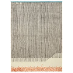 Hand Loom Technique Backstitch Calm Large Rug in Brick Color by Raw-Edges