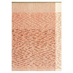 Hand Loom Technique Backstitch Busy Large Rug in Brick Color by Raw-Edges