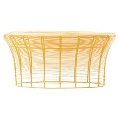 GAN Rugs Aram Low Table with Stainless Steel Wire in Mustard by Nendo