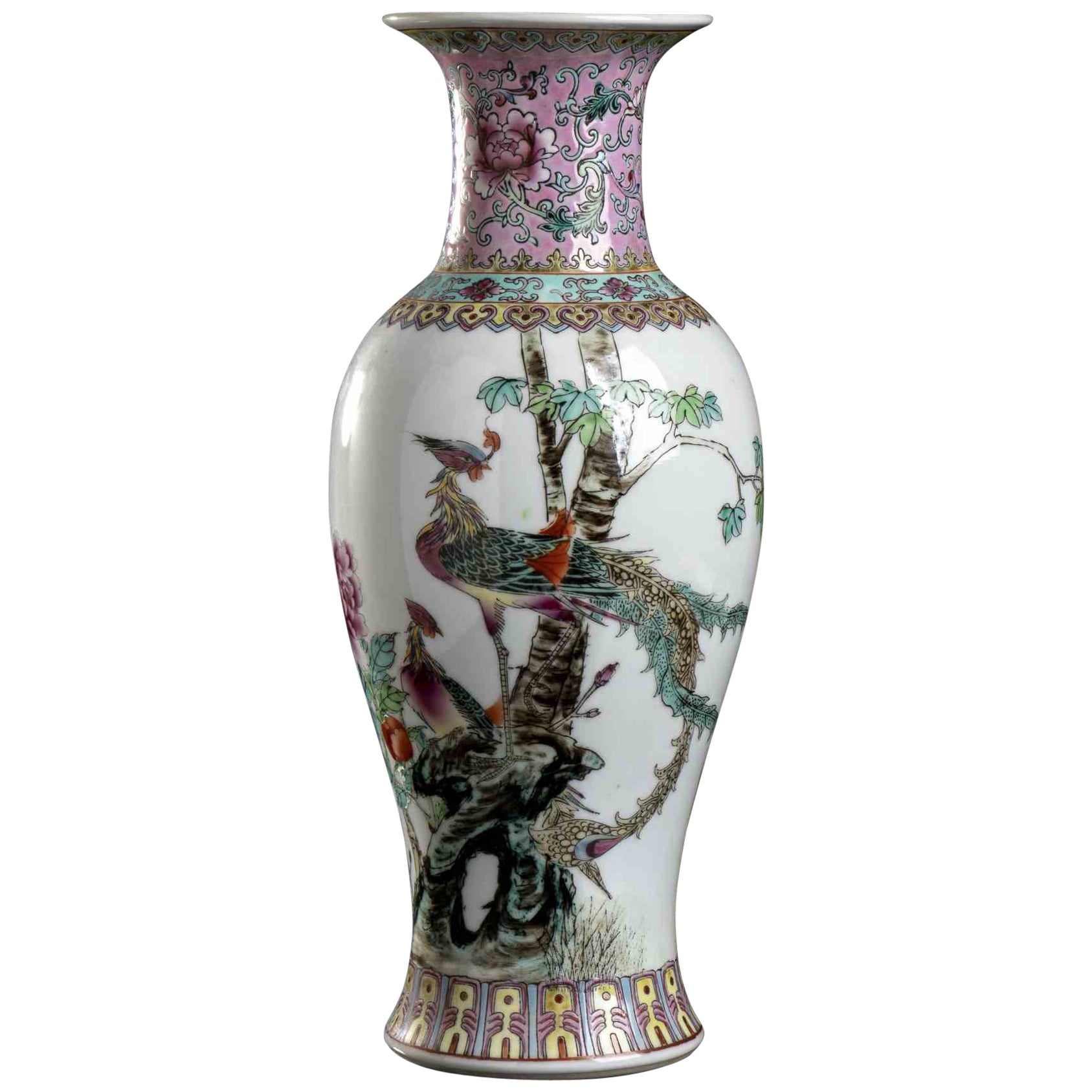 Vintage Porcelain Baluster Vase, China, Mid-20th Century