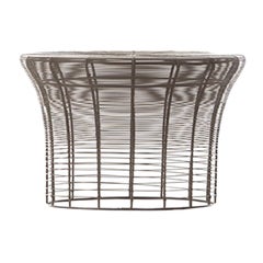 GAN Rugs Aram High Table with Stainless Steel Wire in Bronze by Nendo