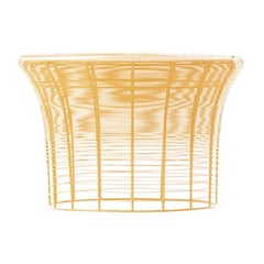 GAN Rugs Aram High Table with Stainless Steel Wire in Mustard by Nendo