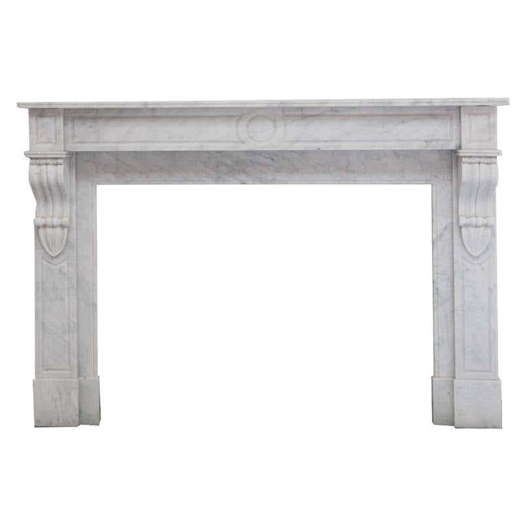 19th Century Louis Phillipe Carrara Marble Fireplace Mantel For Sale
