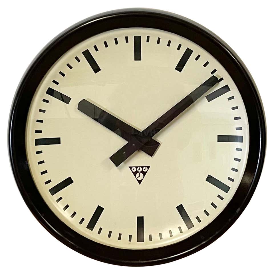 Industrial Factory Wall Clock, 1950s at 1stDibs
