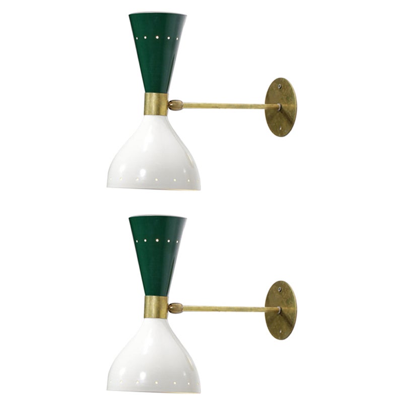 Moderne italienische Wandleuchter „Sablier“ in Grün und Weiß, Vintage-Design