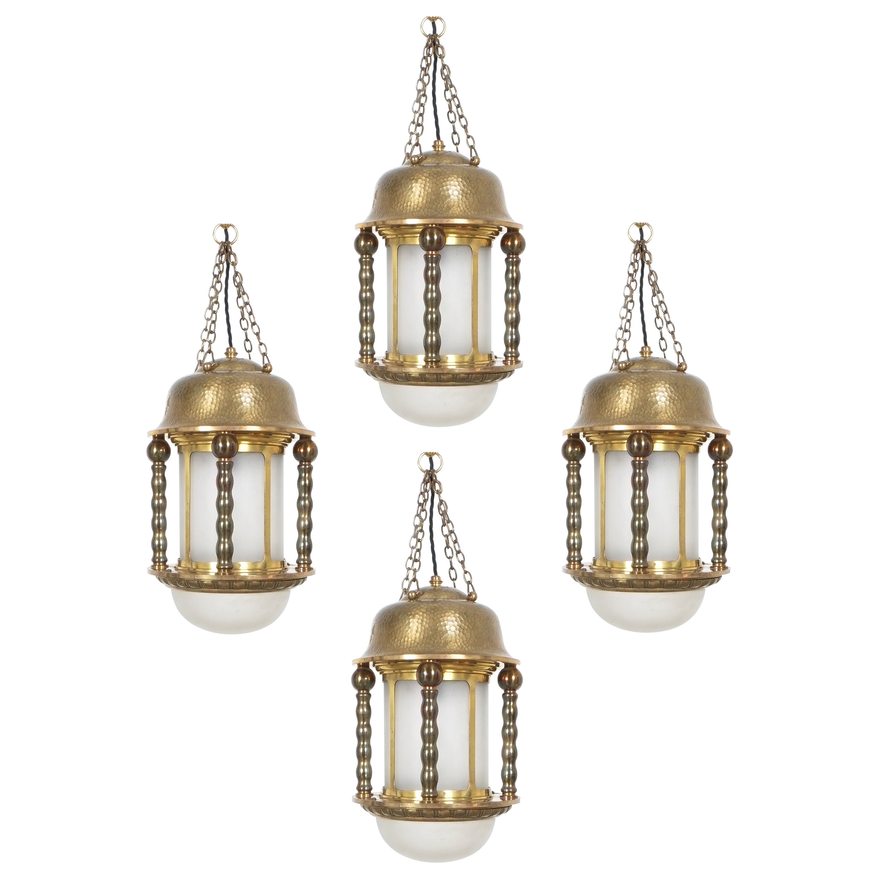 Philip Handel Lighting Co. Brass Pendant with Colorful Slag Glass ...