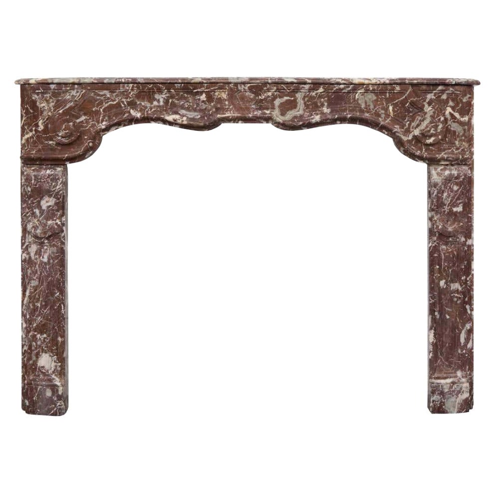 18th Century Louis XVI Hand-Carved Rouge Marble Fireplace Surround For Sale