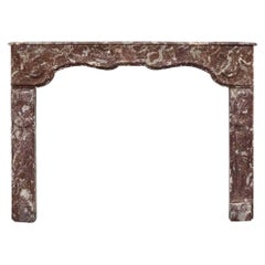 Antique 18th Century Louis XVI Hand-Carved Rouge Marble Fireplace Surround