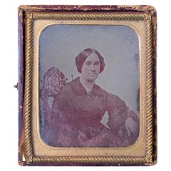 Antique 19th Century Circa 1865 Daguerreotype Portrait of Woman