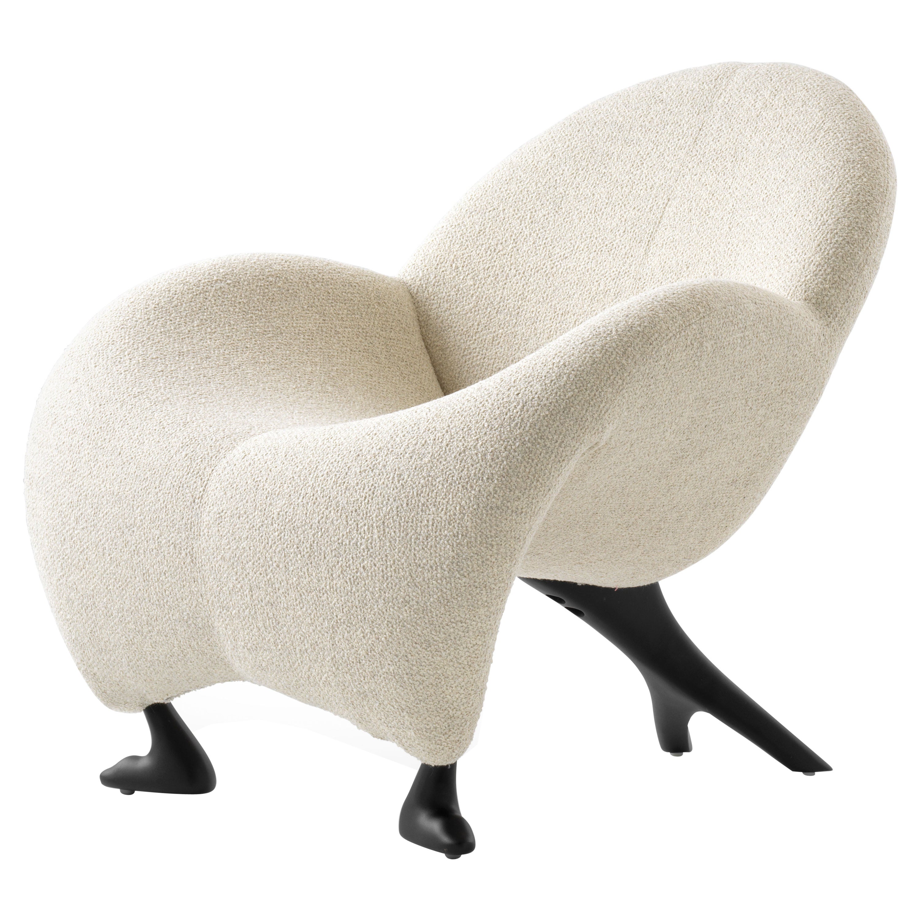 Papageno Chair by Leolux Upholstered in Bouclé Fabric 'Monza 00' For Sale
