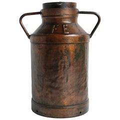 Antique French Barattolo del latte Portaombrelli Rame 1880 Stile Country Barattolo Fattoria