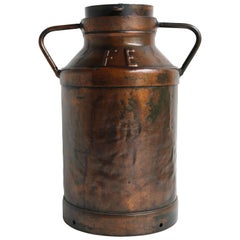 Antiquité française pot à lait support d'Umbrella Stand Cuivre 1880 Country Style Can Farm