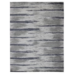Moderner Seidenteppich von Keivan Woven Arts Mit Graublau, Stahlblau, Grau