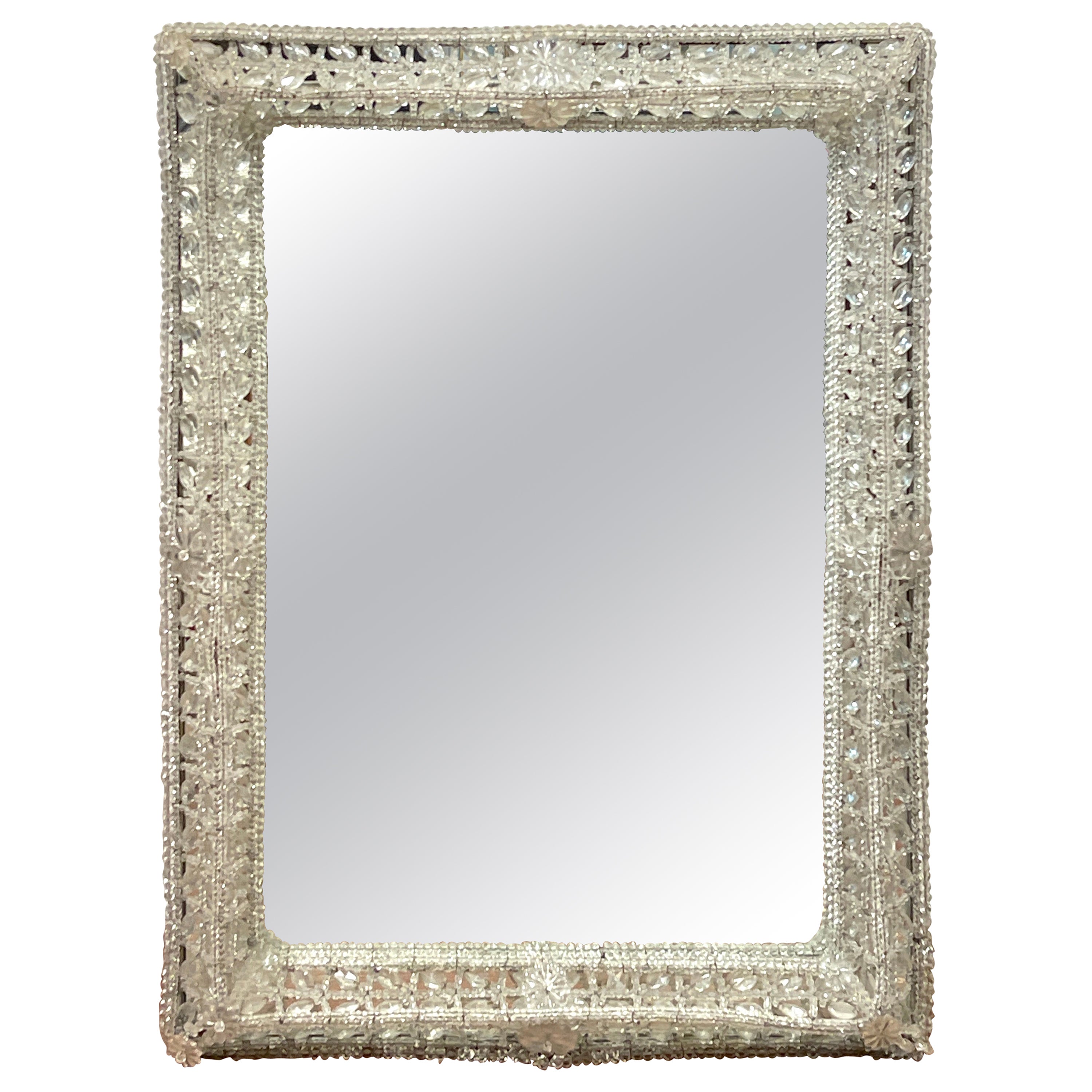 Exquisite Venetian Beaded Crystal Mirror For Sale