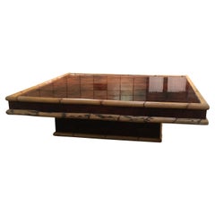 Mid-Century Modern Italian Briar-Root Coffee Table with Bamboo Frame, 1970s
