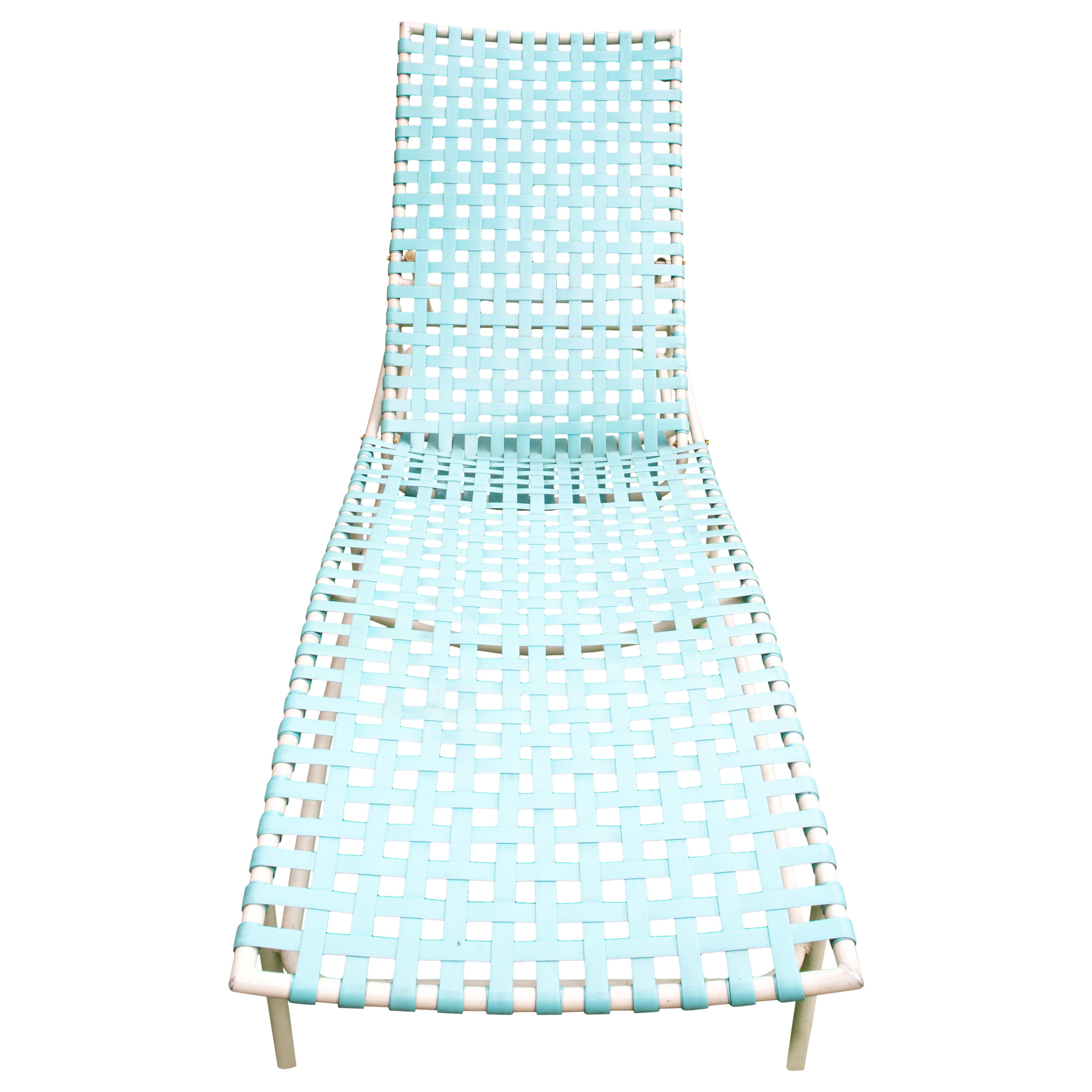 Tropitone Turquoise Webbed Chaise Lounge, 1960s