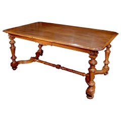 French 19th Century Louis XIV Style Honey-Colored Oak Center/Dining Table