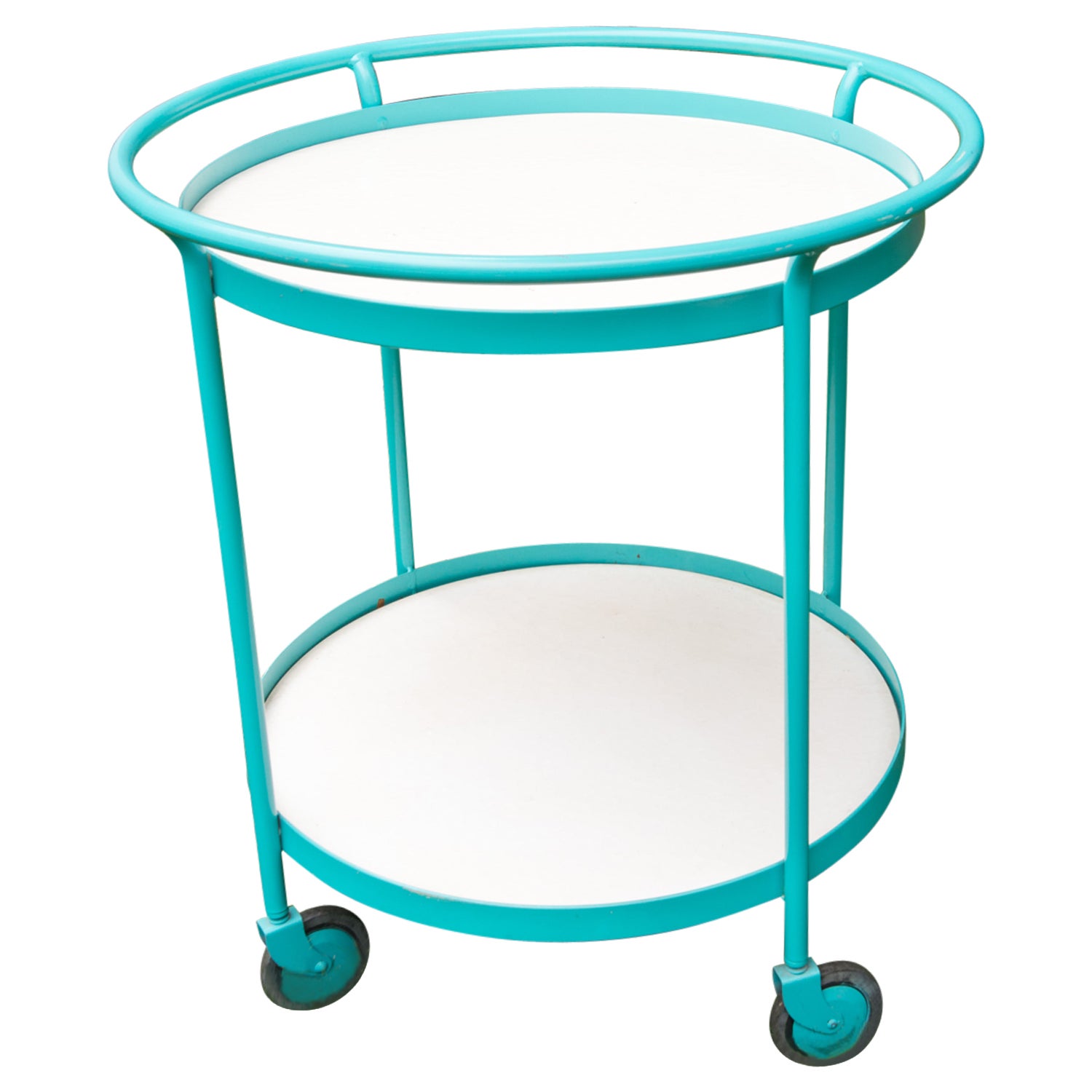 1960s Tropitone Turquoise Circular Cart For Sale