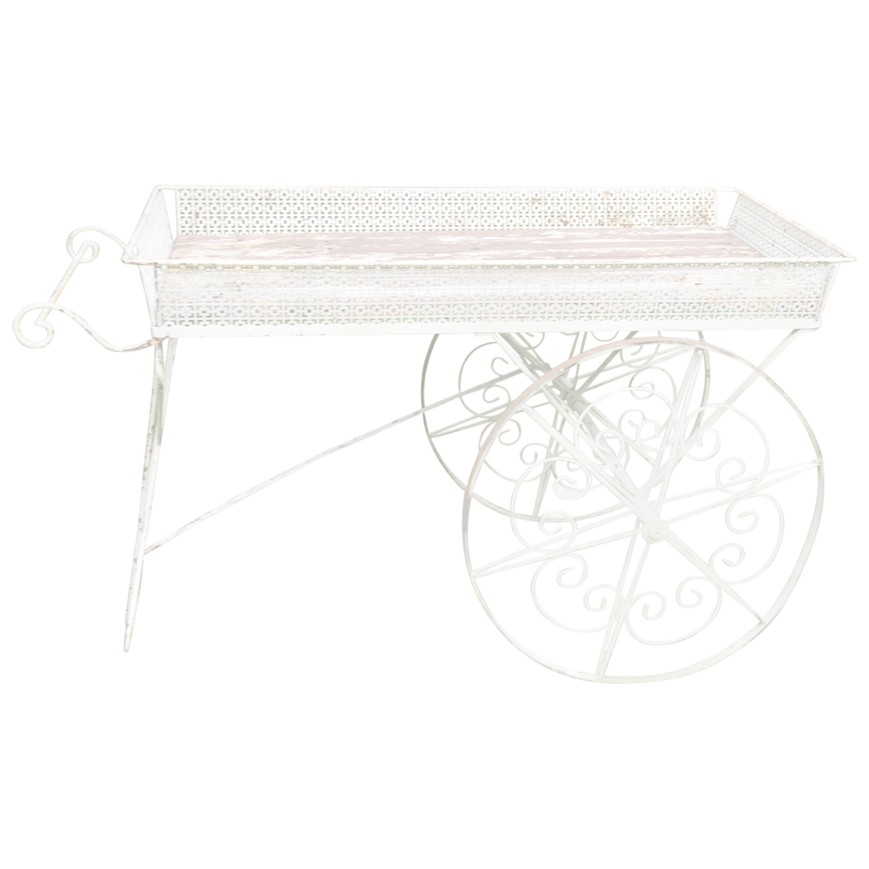 Large White Metal Flower Cart For Sale at 1stDibs
