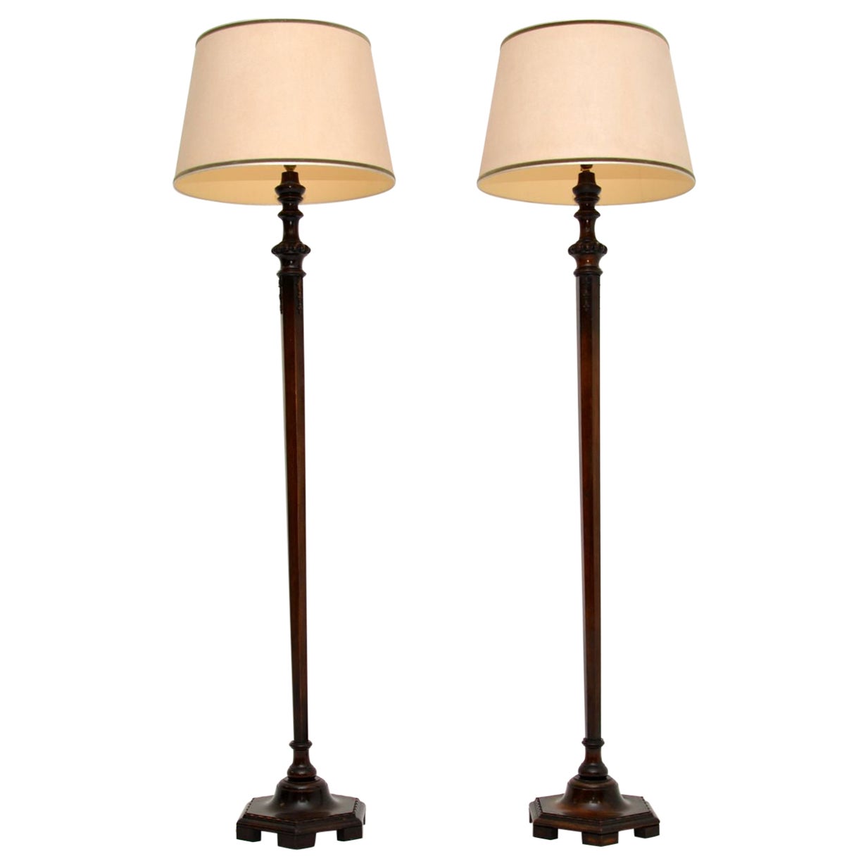 Pair of Antique Wood Floor Lamps