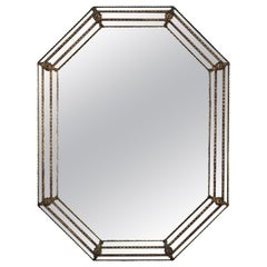 Octagonal Venetian Style Mirror with Brass Details