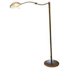 Sculptural German Reading Pharmacy Floor Lamp Patinated Brass by Holtkotter 1980