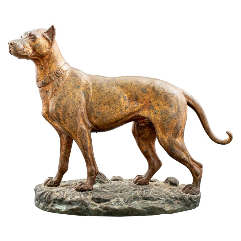 Dog en bronze signé Paul-douard Delabrirre En vente sur 1stDibs