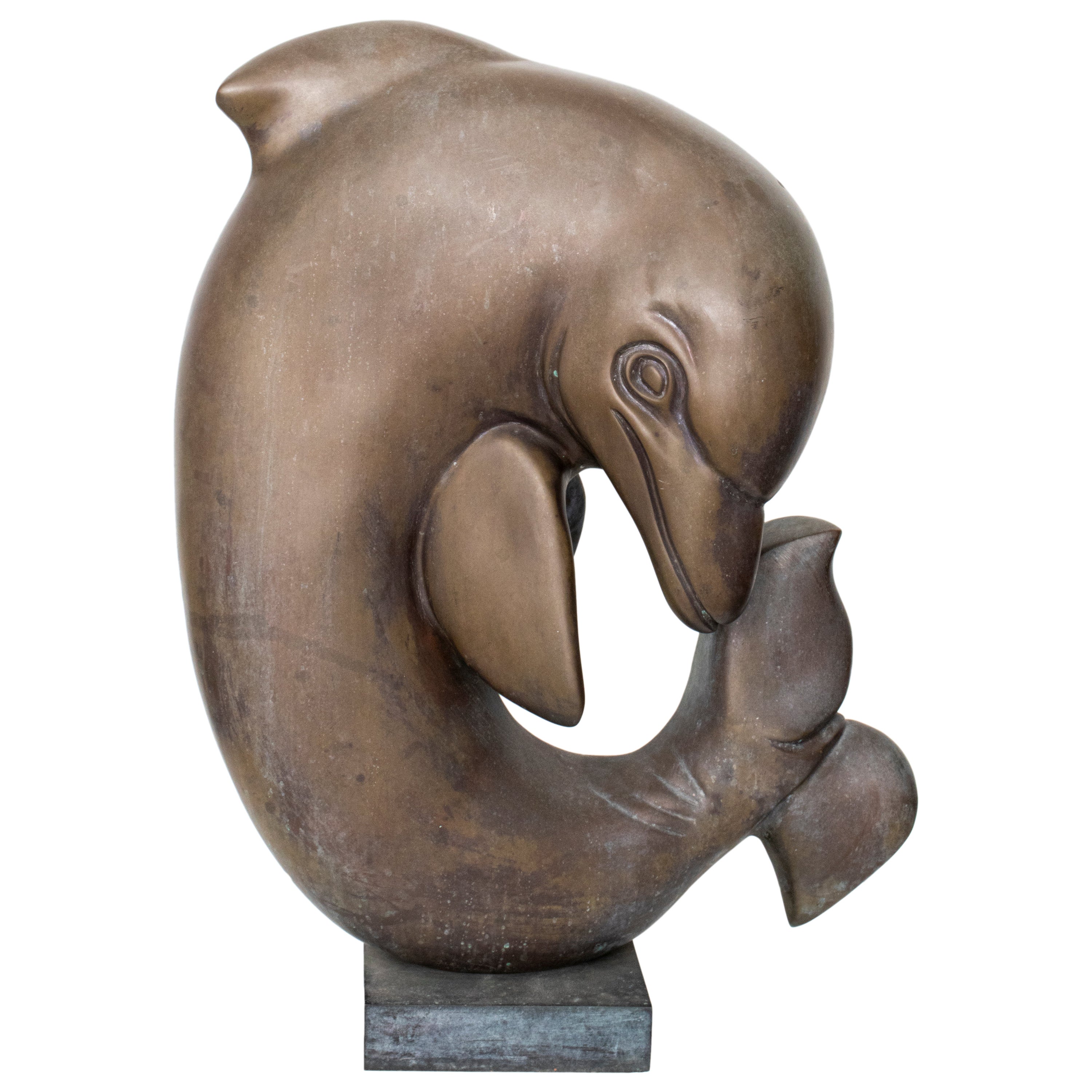 Modern Bronze Sculpture of a Dolphin