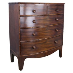 Antique Regency Mahogany Bowfront Faux Bamboo Chest of Drawers