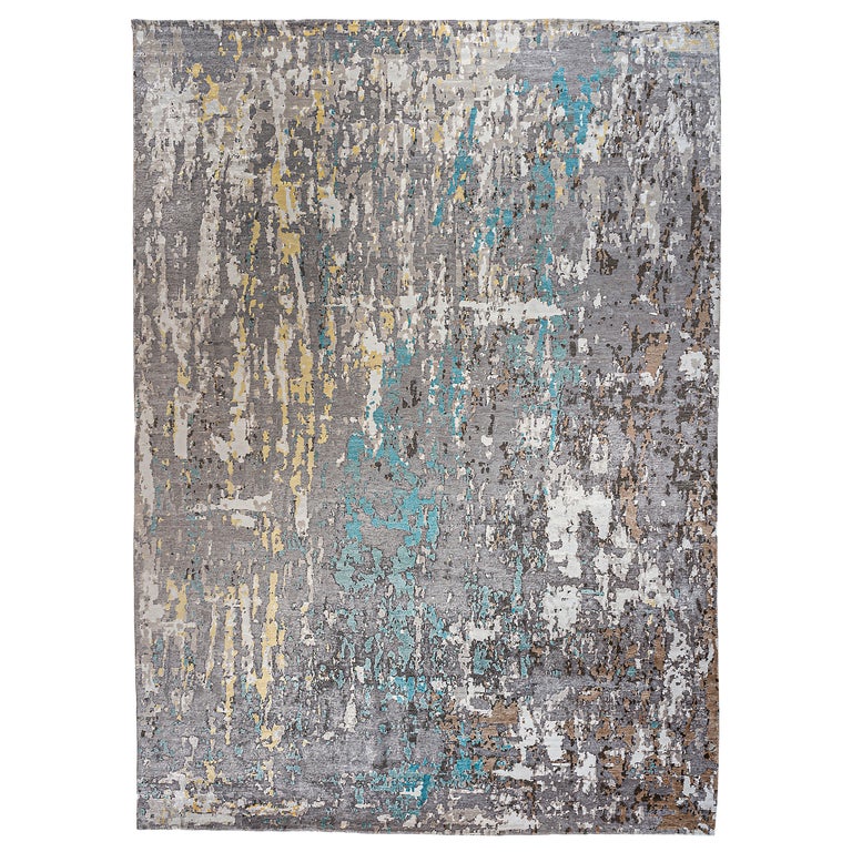 Blues and Grays Abstract Design Rug For Sale at 1stDibs